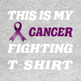 pancreatic Cancer purple Ribbon Fighting T-Shirt